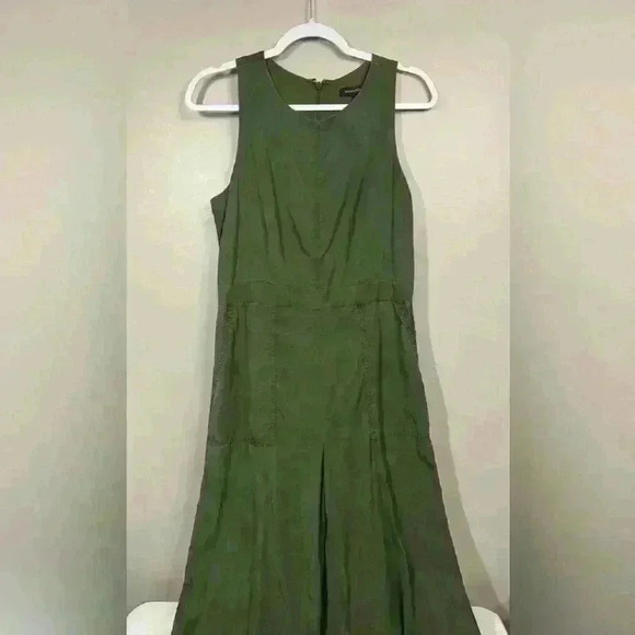 Banana republic olive green sleeveless wide leg jumpsuit pockets zip up size 6 - Picture 4 of 12